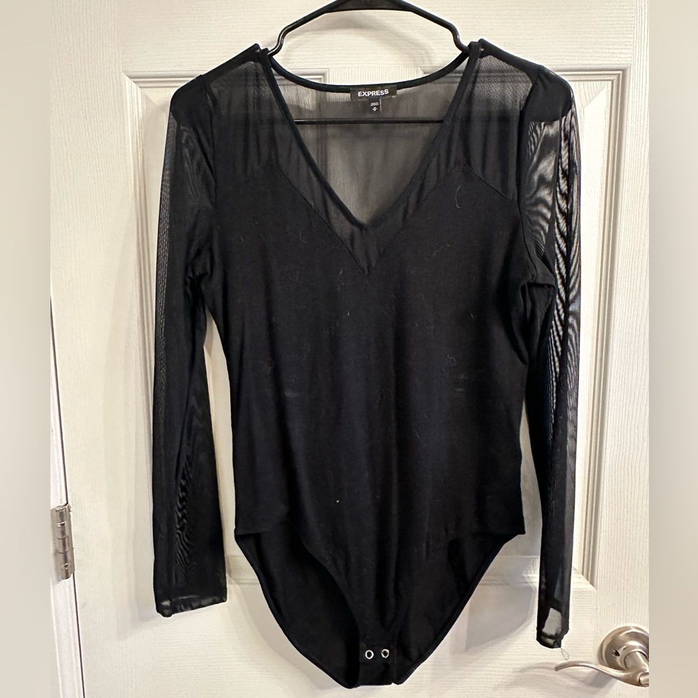 Express | Black Mesh Sleeve Bodysuit